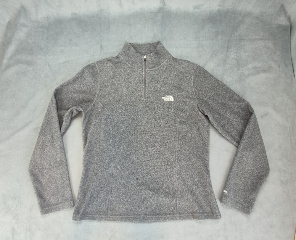 The North Face Pullover Womens M Gray TKA 100 Fleece 1/4 Zip Hiking Top